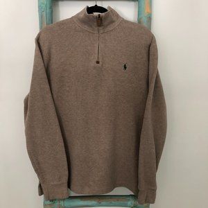 Ralph Lauren Camel Quarter Zip Cotton Sweater
